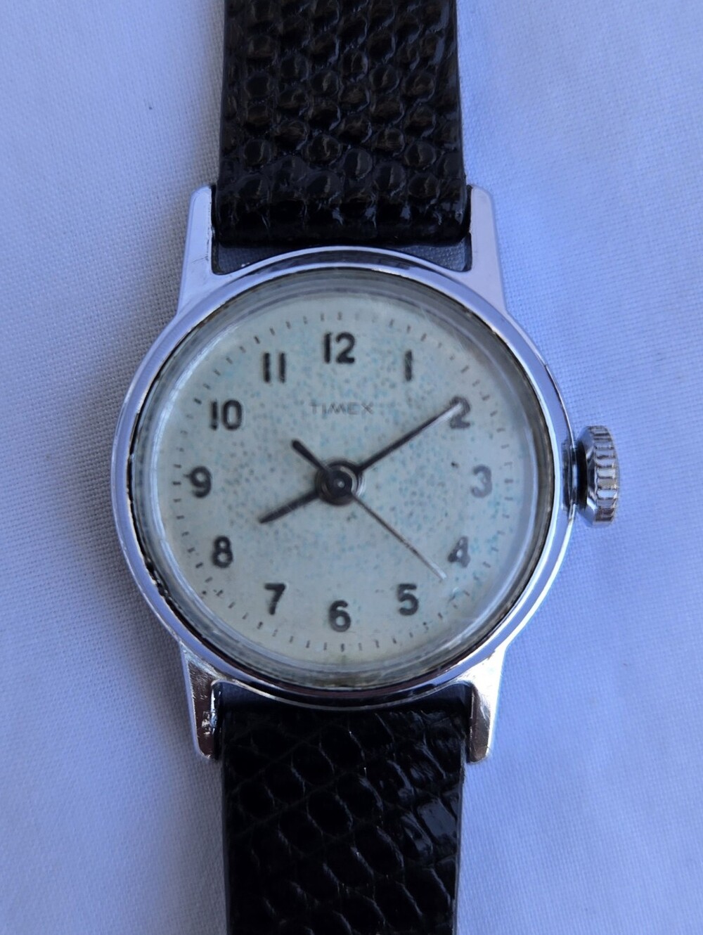 Vintage Timex Wind-up Analog Women's Watch, Beautiful Patina on the dial.